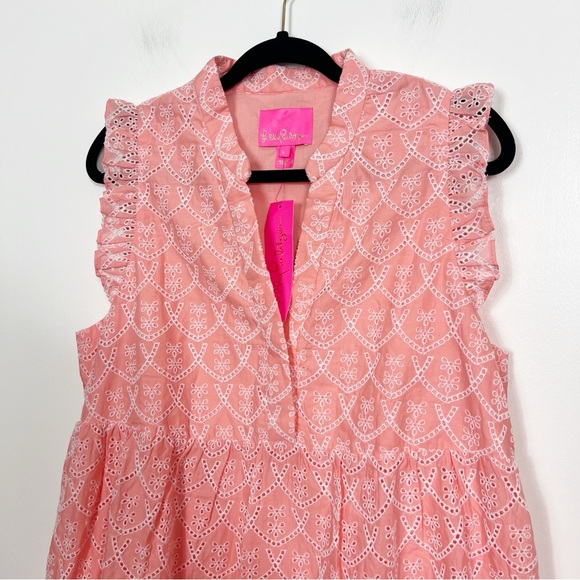 Lilly Pulitzer Floral Arch Eyelet Briela Dress in Peach Hyacinth NWT size large - Picture 3 of 8